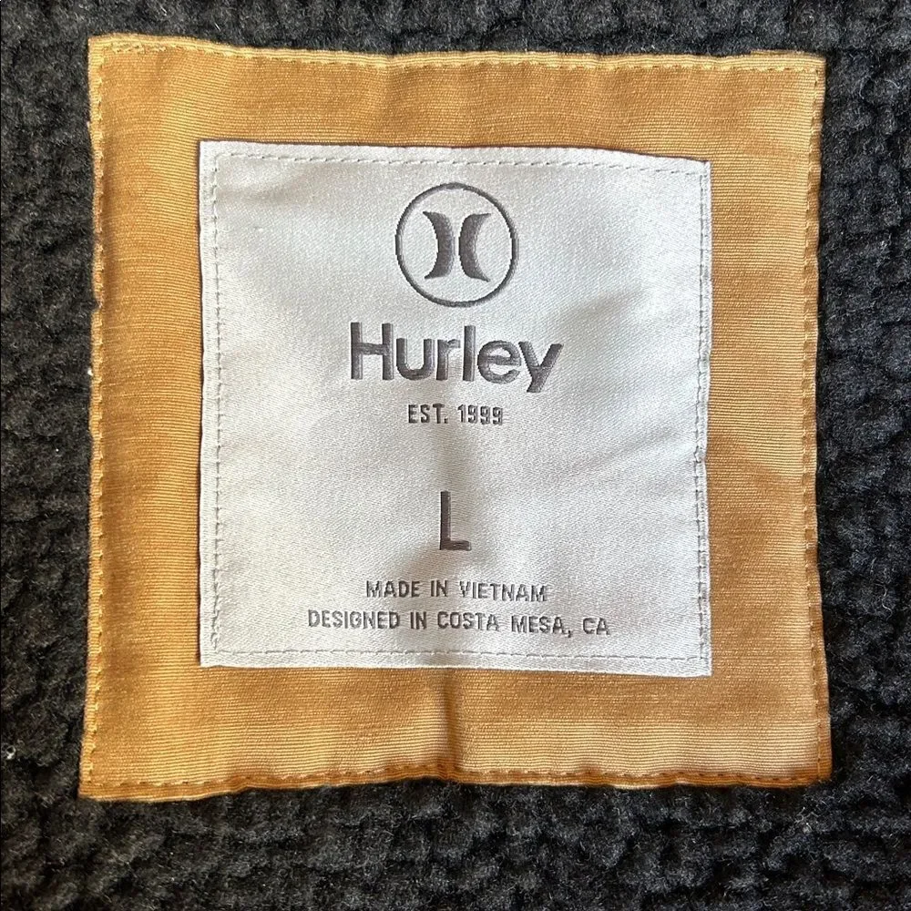 Hurly Fleeced Lined Snap Button Men’s Brown Tan Work Jacket